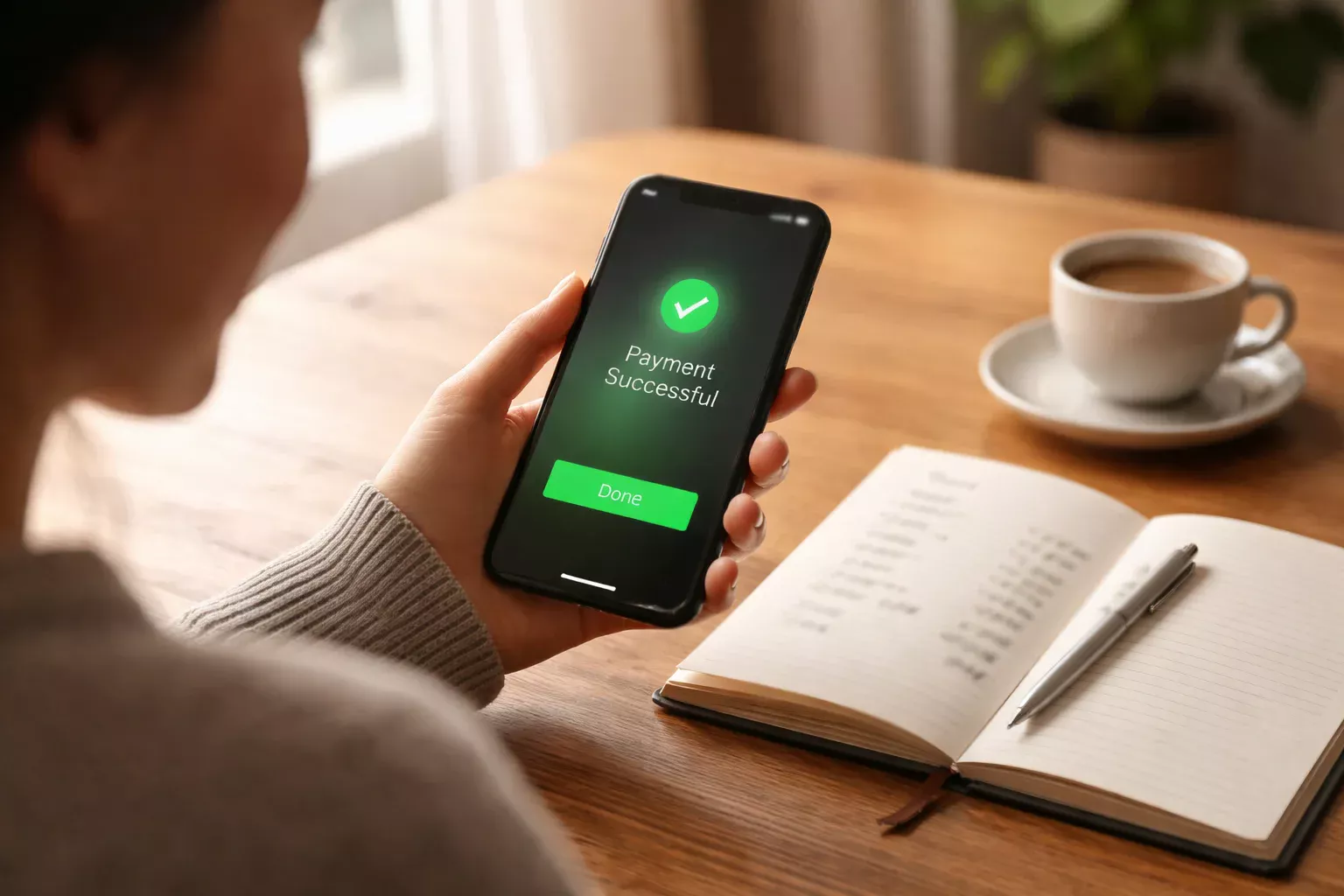 Persona che effettua un pagamento digitale dallo smartphone con simbolo euro