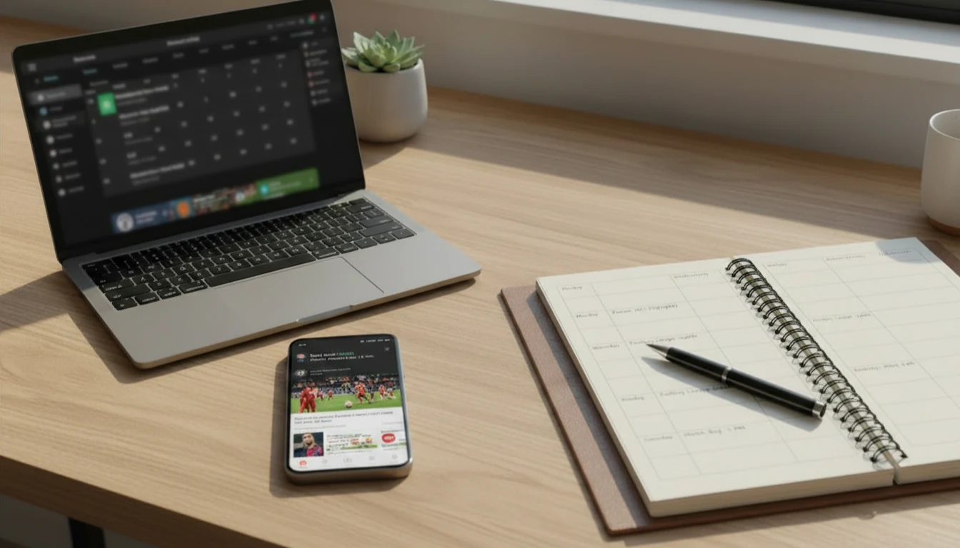 Schermo con notifiche di promozioni calcistiche e calendario partite