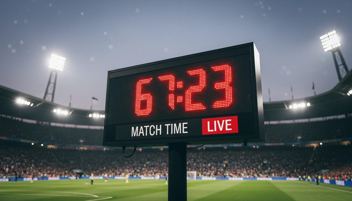 Orologio da stadio che mostra il tempo di gioco durante una partita